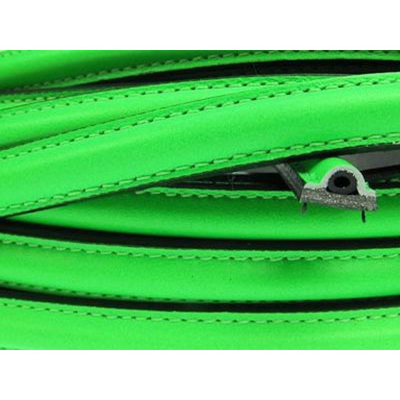 Lederband halbrund mit Naht ca, 10x5mm - grün (Neon)