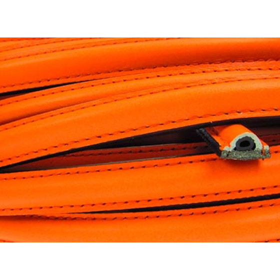 Lederband halbrund mit Naht ca, 10x5mm - orange (Neon)