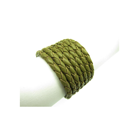 Lederband rund geflochten Ø4,0mm - olive