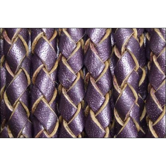 Lederband rund geflochten Ø2,5mm - violett (metallic)