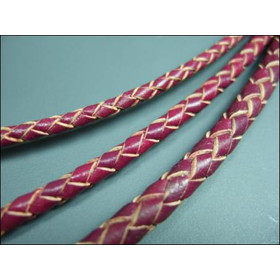 Lederband rund geflochten Ø2,5mm - violettbordeaux