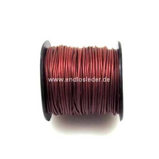 25 Meter Lederschnur rund ca, 1,0mm - cranberry (metallic)