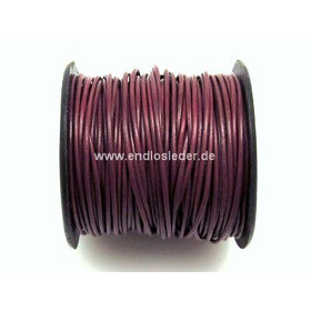 25 Meter Lederschnur rund ca, 1,0mm - dunkelmagenta