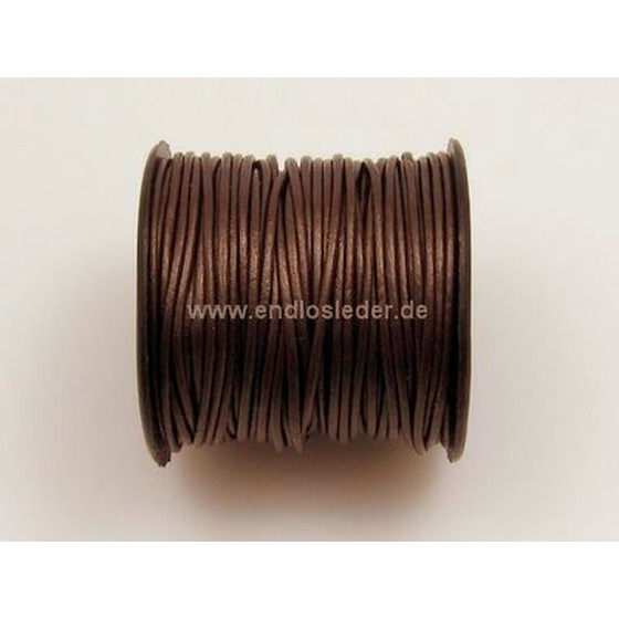 25 Meter Lederschnur rund ca, 1,5mm - schoko (metallic)