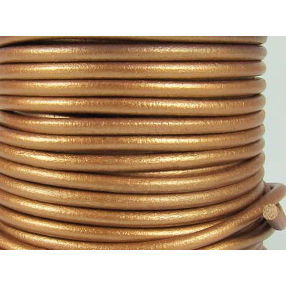 Kernlederriemen rund ca, 2,0mm - bronze (metallic)