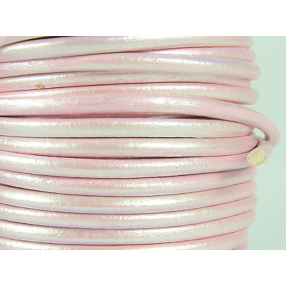 Kernlederriemen rund ca, 2,0mm - rosa (metallic)