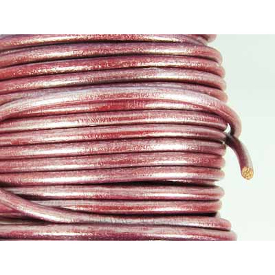 Kernlederriemen rund ca, 3,0mm - rot (metallic)