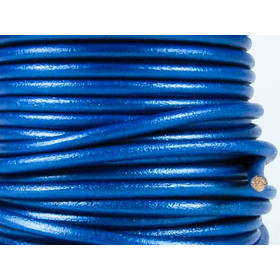 Kernlederriemen rund ca, 3,0mm - blau (metallic)