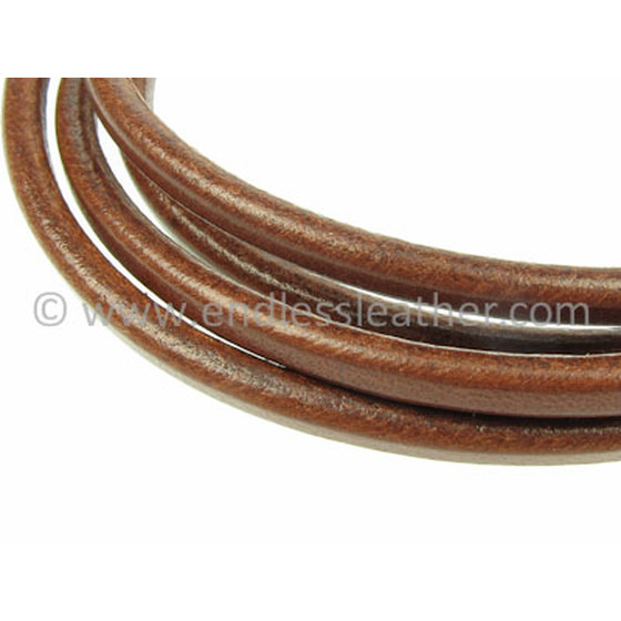 Kernlederriemen rund ca, 4,0mm - cognac