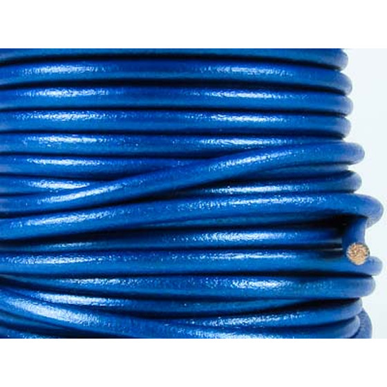 Kernlederriemen rund ca, 5,0mm - blau (metallic)