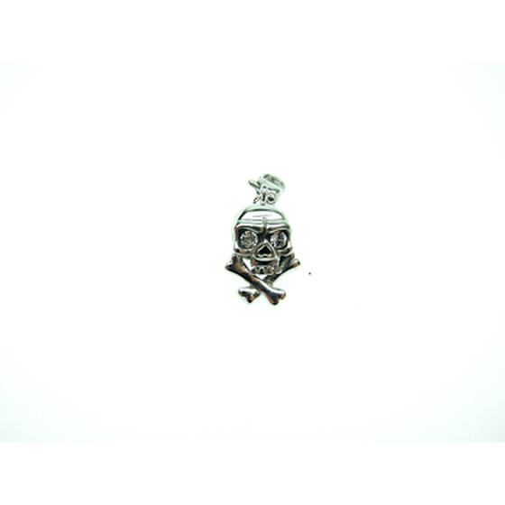 Edelstahl-Charm Totenkopf weißer Kristall ca, 17mm