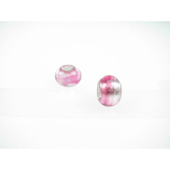 Großlochperle Murano Innen-Ø 5,0mm - silber/Fuchsia