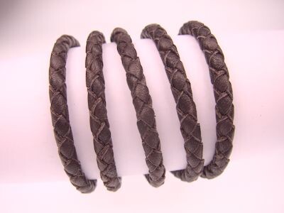 Eco Cord® Bio-Nappaleder rund geflochten, extra weich Ø4,0mm - castagno