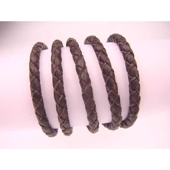 Eco Cord® Bio-Nappaleder rund geflochten, extra weich Ø4,0mm - castagno