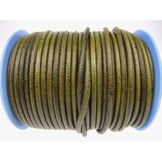 Kernlederriemen rund ca, 3,0mm - olive