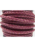 Lederband rund geflochten Ø7,0mm - violettbordeaux