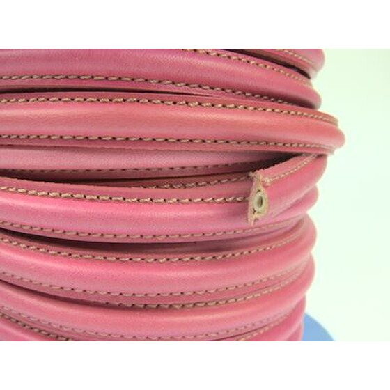 Lederband halbrund mit Naht ca, 10x5mm - pink