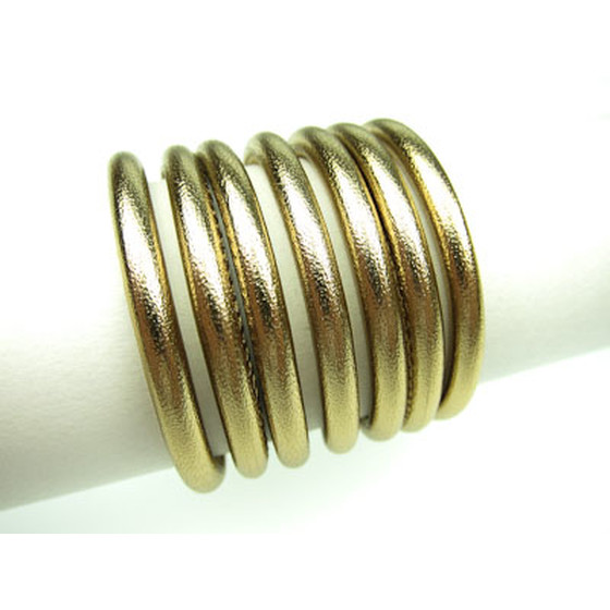 Nappaleder rund gesäumt Ø4,0mm - gold (metallic)