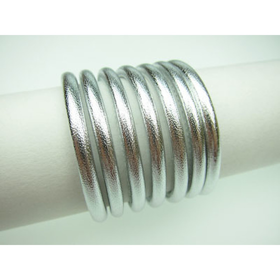 Nappaleder rund gesäumt Ø4,0mm - silber (metallic)