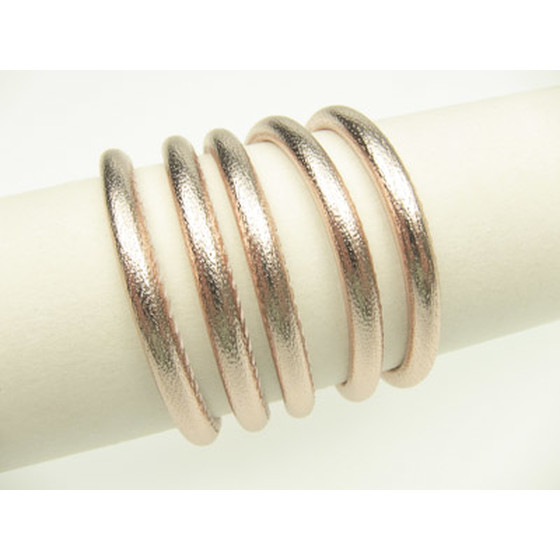 Nappaleder rund gesäumt Ø4,0mm - rosegold (metallic)