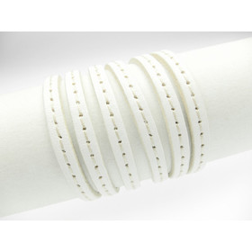 Lederband mit Naht 5,0 x 2,0mm - weiss