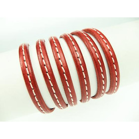 Lederband mit Naht 5,0 x 2,0mm - rot