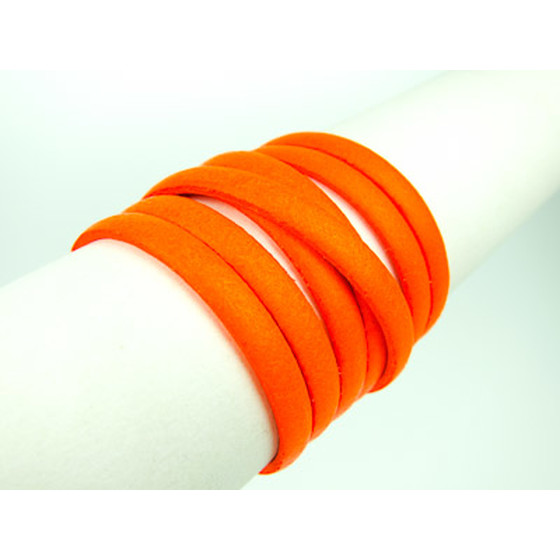 Flaches Lederband 5,0x2,0mm - neon orange